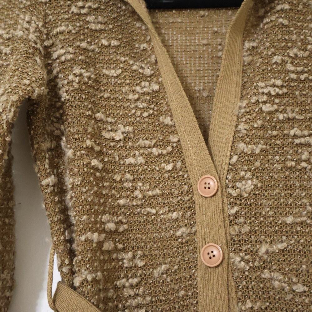 Vintage XOXO Tan Brown Wool Knit Cardigan Sweater XS Y2K 90s Retro - Picture 2 of 6